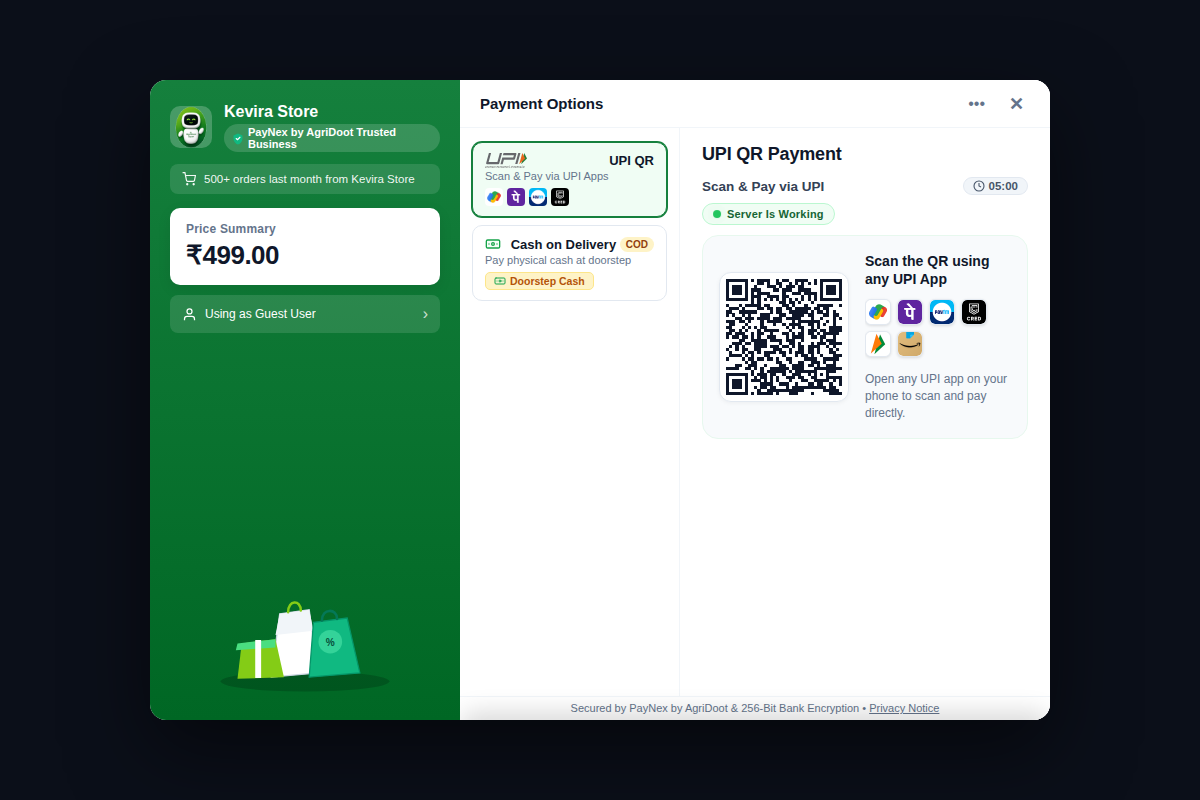 PayNex Desktop Checkout View